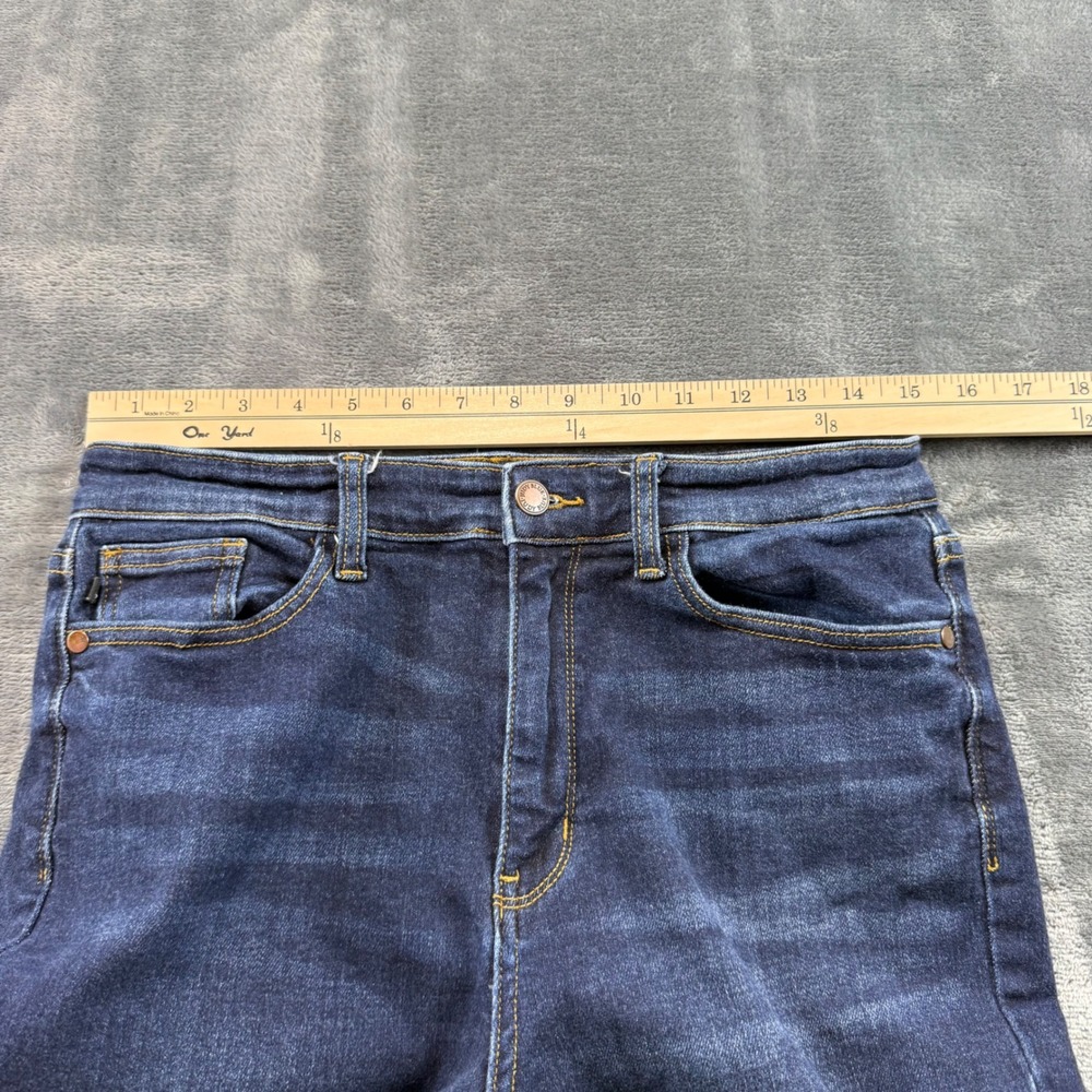 Judy Blue Wide Leg Raw Hem Jeans Dark Wash High Rise Size 11/30 High Rise - Picture 7 of 10
